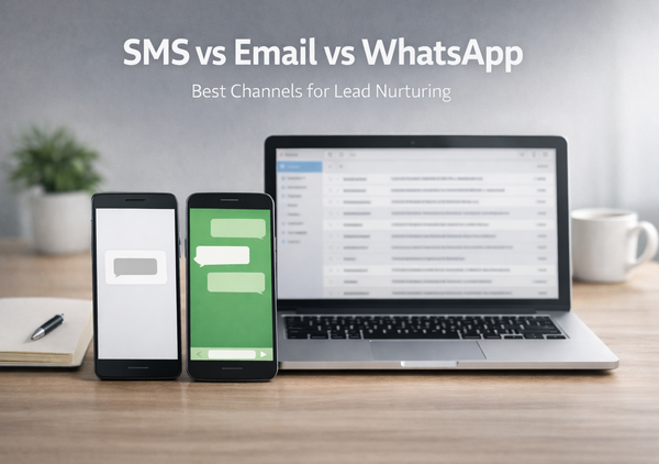  SMS vs Email vs WhatsApp communication for solar lead nurturing.