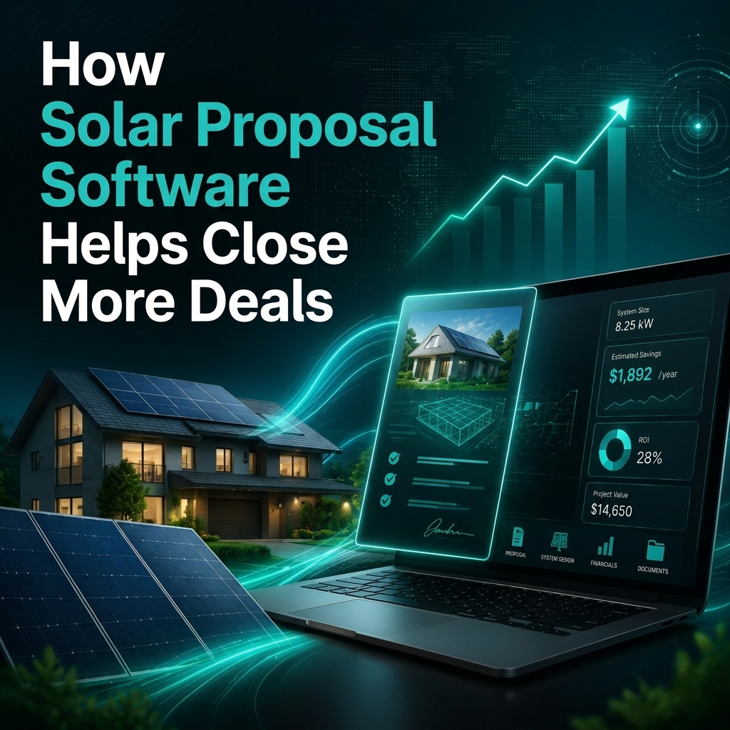 Solar proposal software dashboard helping solar companies create proposals and close more sales deals faster.