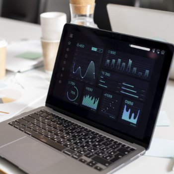 Blog cover photo of solar sales data on a laptop, emphasizing data-driven decision-making in solar sales.