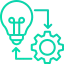 Bulb and gear icon showing implementation of Custom CRM Software for solar businesss