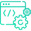 Landing page with gears showing management of landing page design for solar business