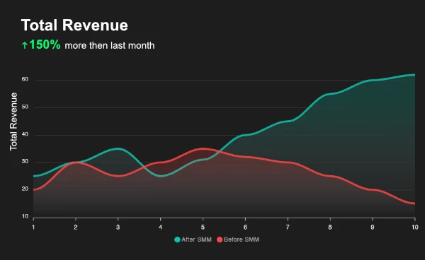 Positive result showing in total revenue chart after social media marketing